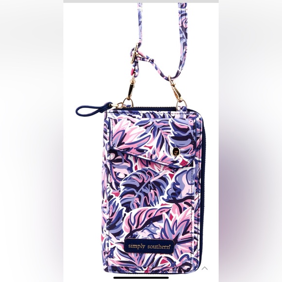 Simply Southern Handbags - SIMPLY SOUTHERN Faux leather Cross body purse/phone wallet in tropical leaf. NWT